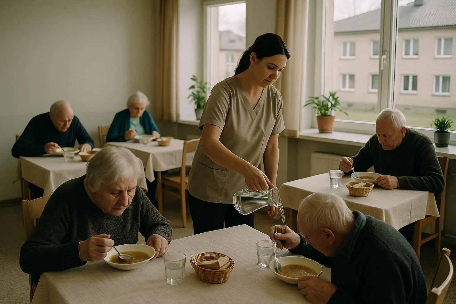 Bendri pietūs jaukioje valgykloje